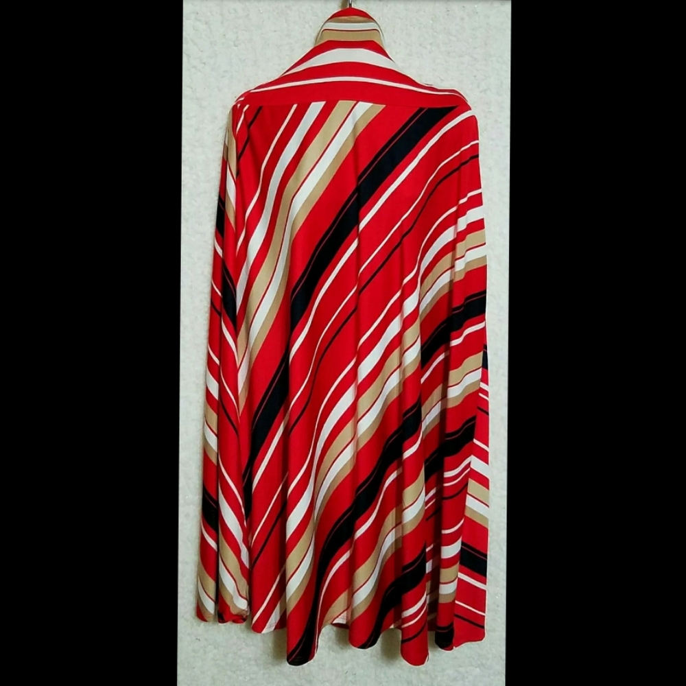 Spense Stripe Mock Neck Poncho Cape Tunic Top Sz M - Picture 8 of 13